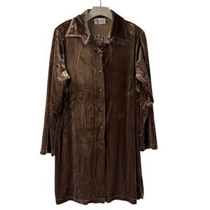 Maggie Sweet Velvet Tunic Top Button Front Medium Vintage